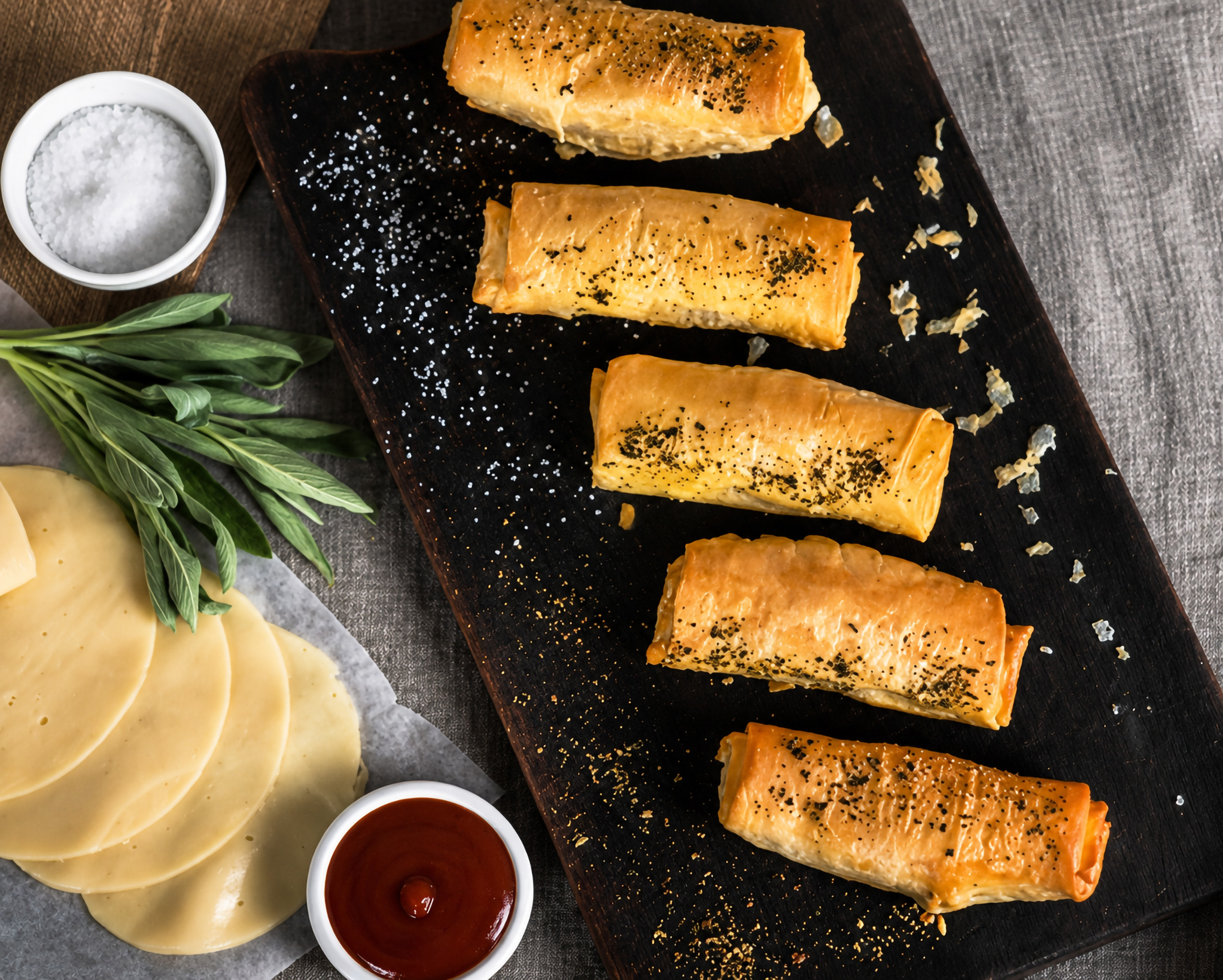 Italian Sausage and Provolone Filo Pastry Rolls